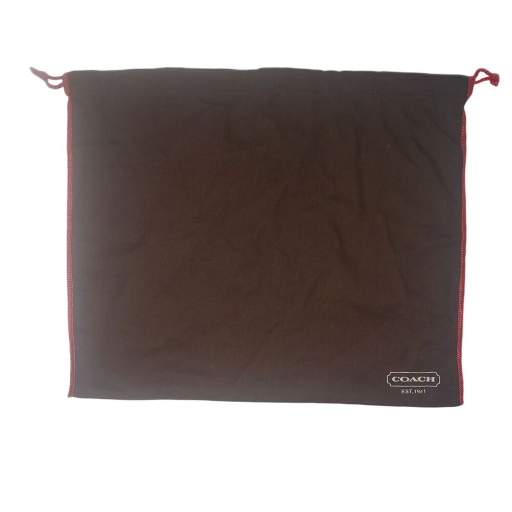 Coach Brown Dust Bag with Red Trim and Drawcord For Handbag Purse Shoes Storage